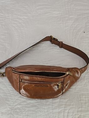 Michael Kors Cognac Leather Waist Bag with Gold Hardware